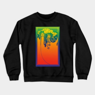 Art Nouveau Ladies (orange on blue/green) Crewneck Sweatshirt